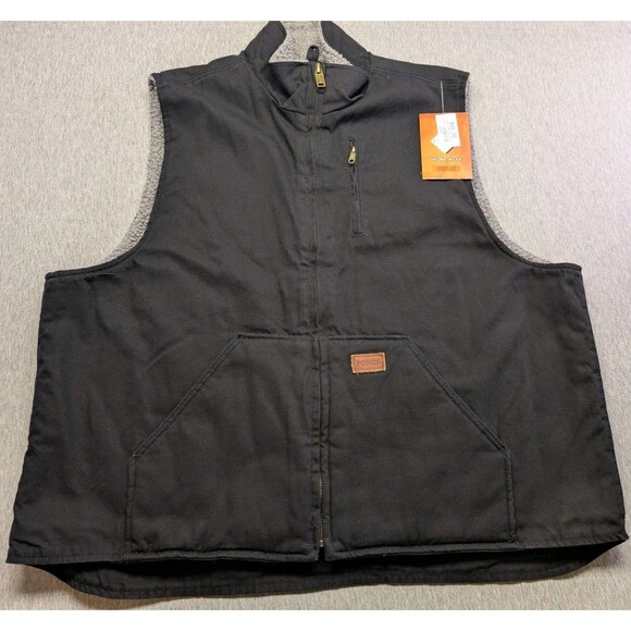 New Forge Vest Mens Black Cotton Sherpa Lined Workwear Full Zip Western Size 2XL - Picture 1 of 11